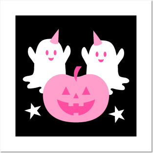 Cute Ghosts and Pumpkin Posters and Art